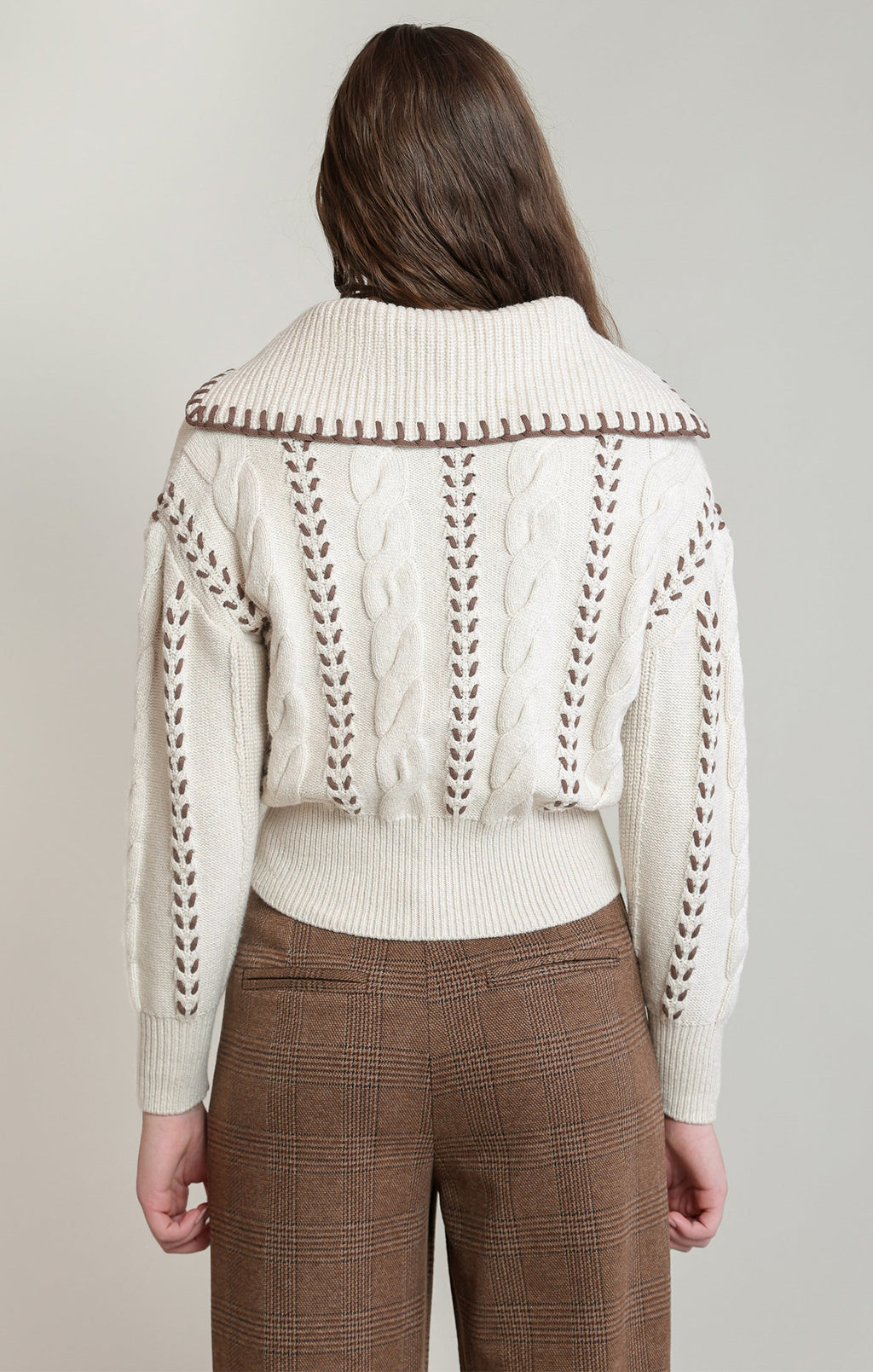 Cotton-Blend Cable-Knit Zip Cardigan
