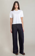 Contrast-Stitch Straight-Leg Jeans
