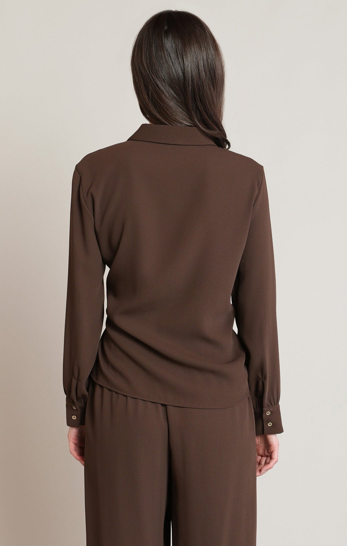 Cropped Tie-Front Collared Shirt