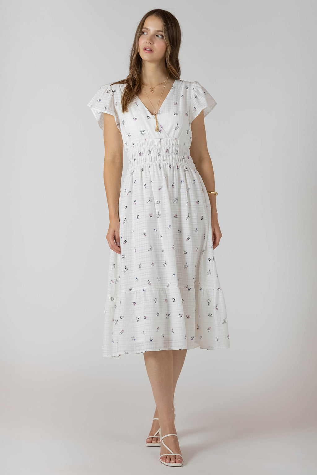 Floral Wrap-Front Tiered Midi Dress