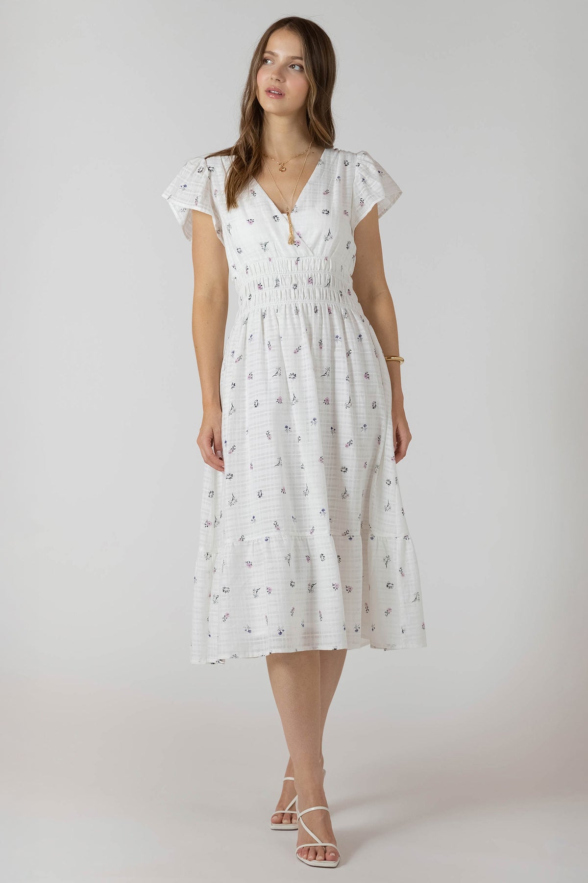 Floral Wrap-Front Tiered Midi Dress