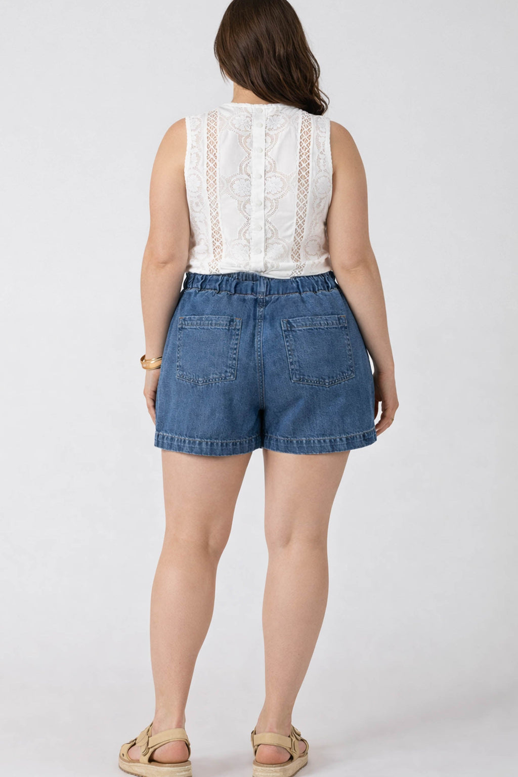 Cotton-Lyocell Drawstring Denim Shorts